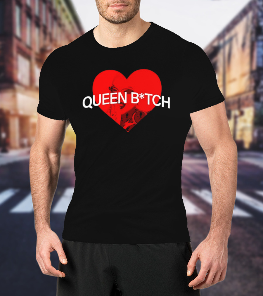 Queen B*tch Bold Typography Houston Hardcore Heart T-Shirt