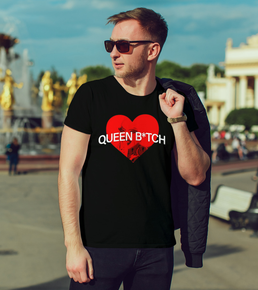 Queen B*tch Bold Typography Houston Hardcore Heart T-Shirt
