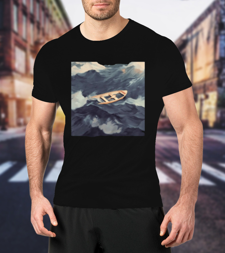 Morat Store Demasiado Lejos Boat On Stormy Seas Crewneck T-Shirt