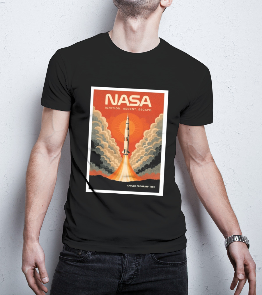 NASA Ignition Ascent Escape Apollo Program 1969 Rocket Launch T-Shirt