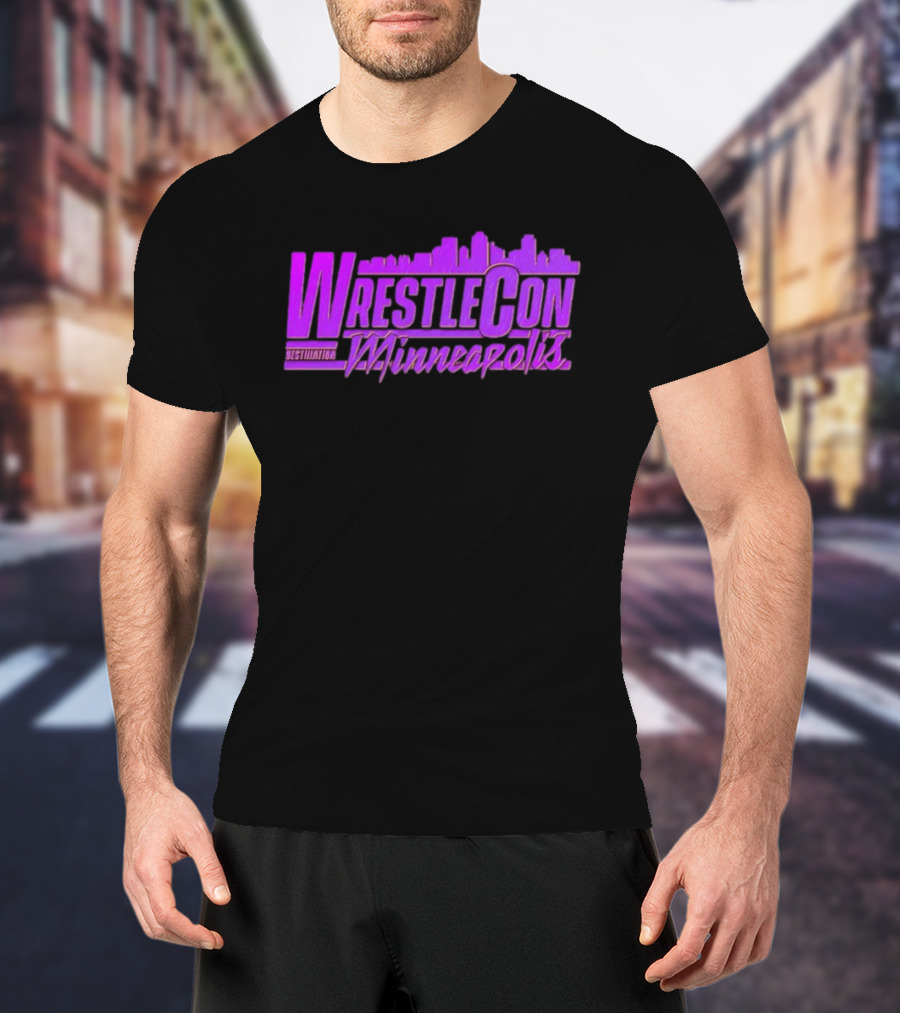 WrestleCon Destination Minneapolis Professional Wrestling Event Skyline T-Shirt
