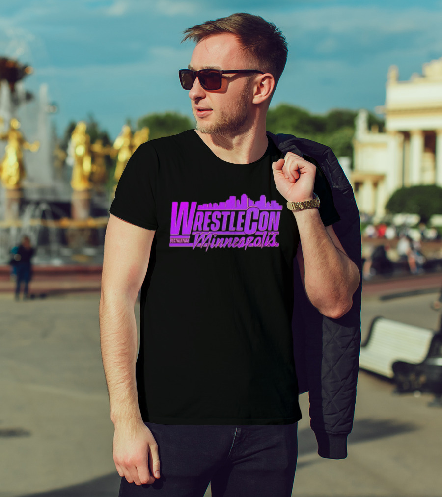 WrestleCon Destination Minneapolis Professional Wrestling Event Skyline T-Shirt