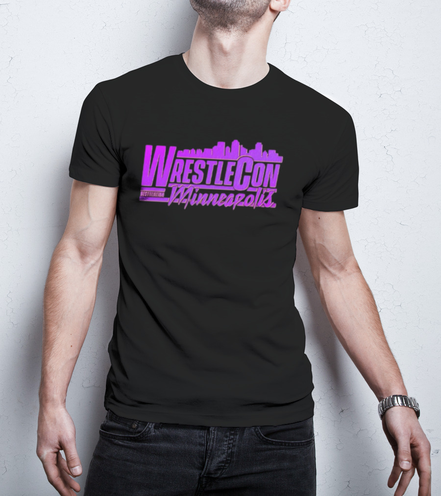 WrestleCon Destination Minneapolis Professional Wrestling Event Skyline T-Shirt