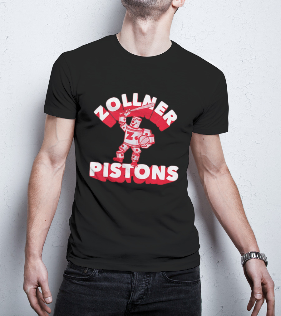 Zollner Pistons Vintage Robot Baseball Character NBA History T-Shirt