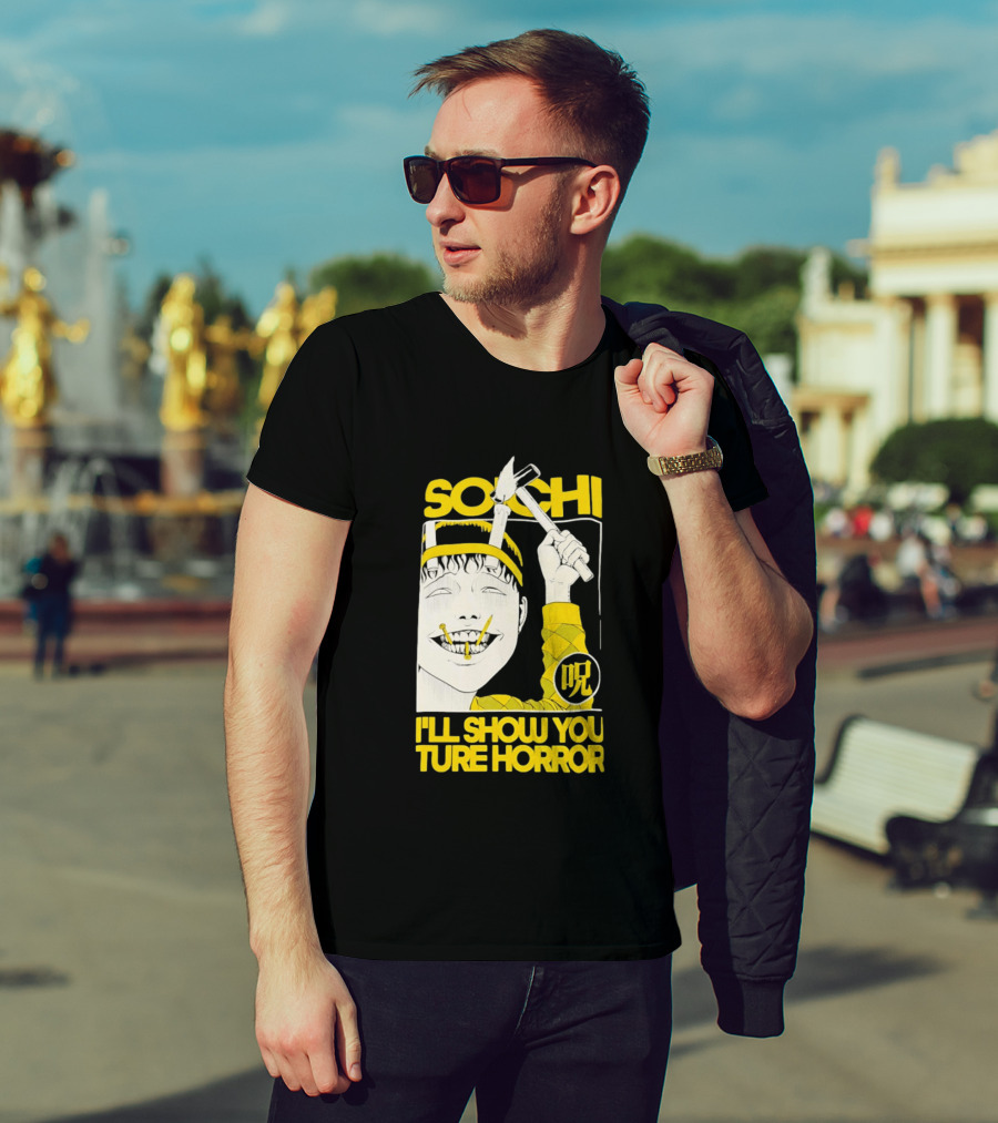 Soichi I'll Show You True Horror Junji Ito Manga Character Creepy Smile Yellow T-Shirt