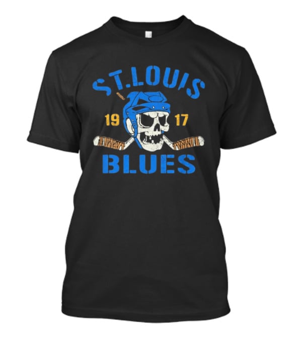 St. Louis Blues Skull Helmet Hockey Stick 1917 T-Shirt