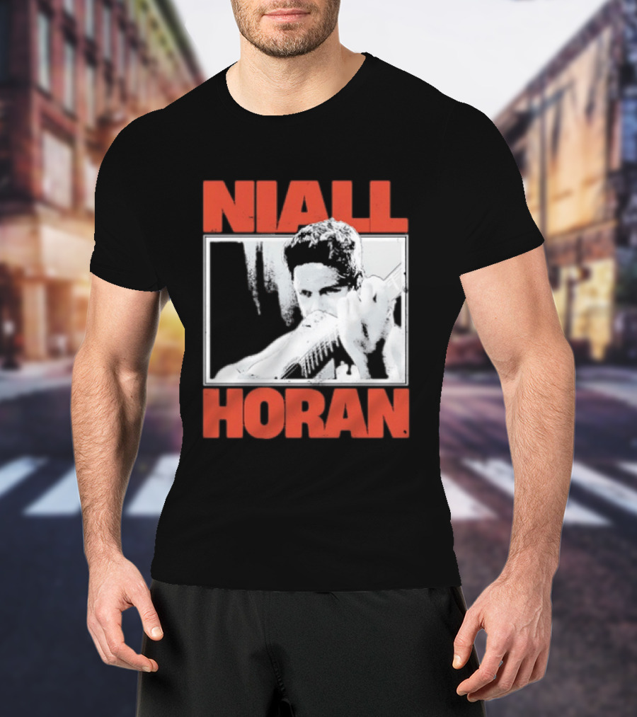 Niall Horan Playing Guitar Black And White T-Shirt