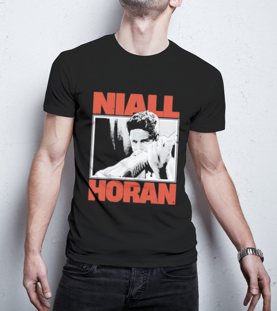 Niall Horan Playing Guitar Black And White T-Shirt