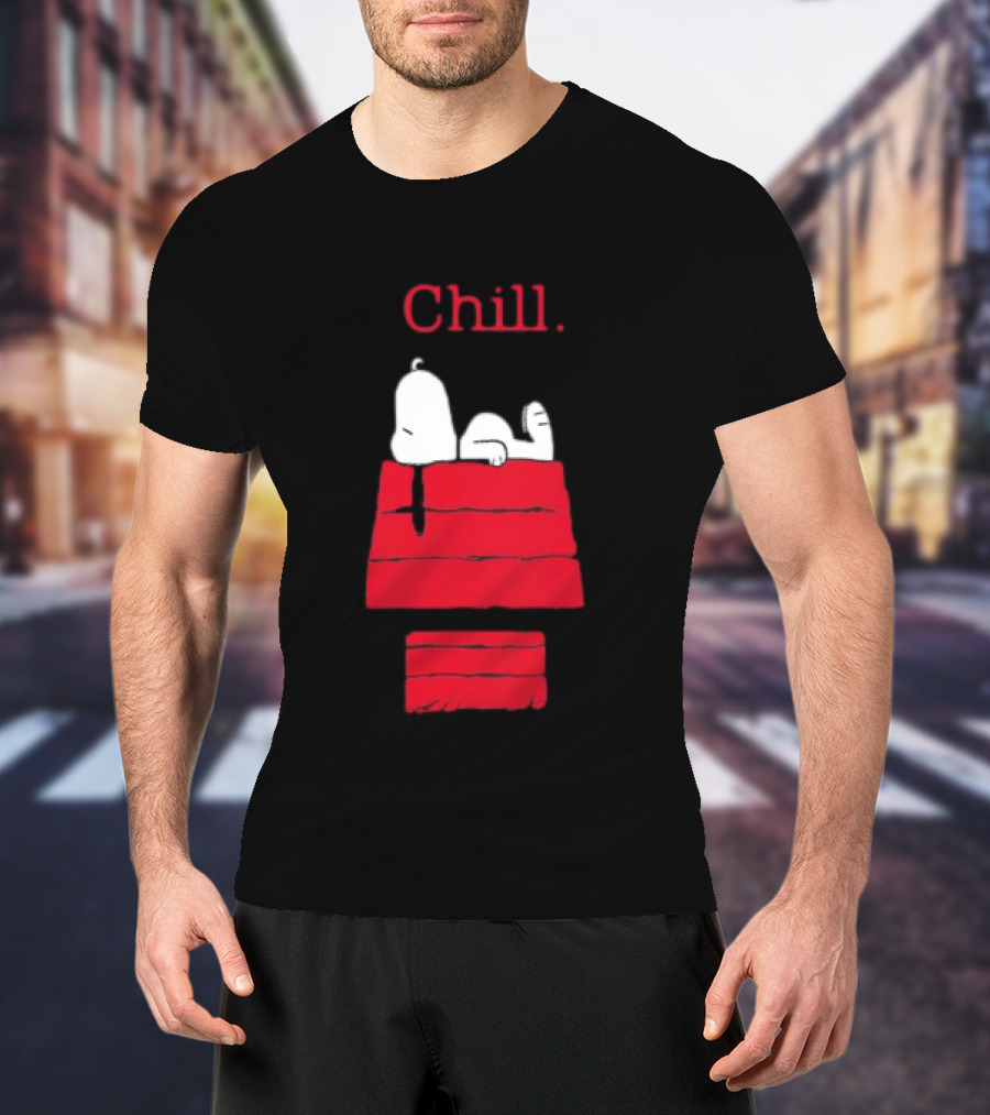 Peanuts Snoopy Chill Relaxing On Red Doghouse T-Shirt