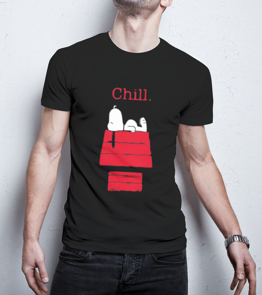 Peanuts Snoopy Chill Relaxing On Red Doghouse T-Shirt