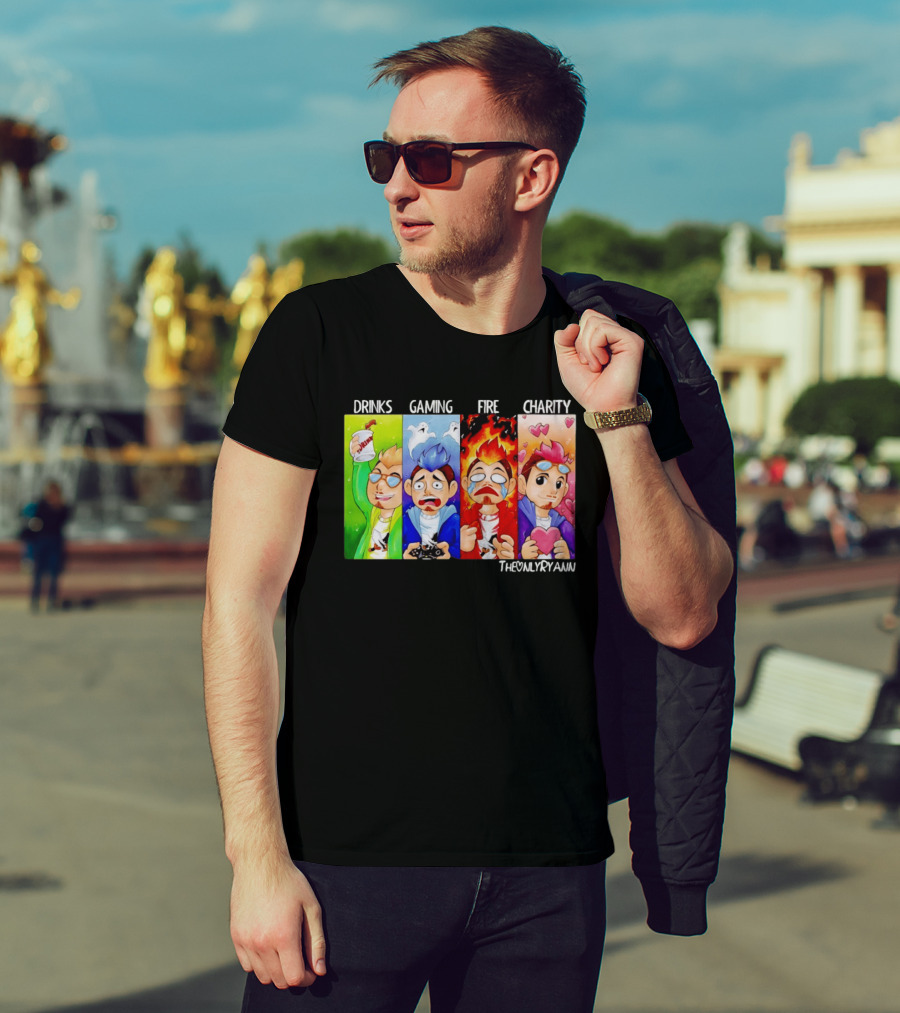 TheOnlyRyann Drinks Gaming Fire Charity Panel T-Shirt
