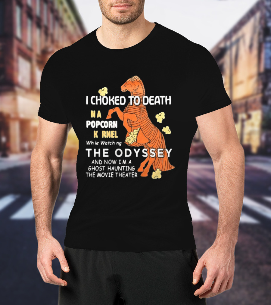Trojan Horse Ghost Haunting The Odyssey Popcorn Kernel T-Shirt