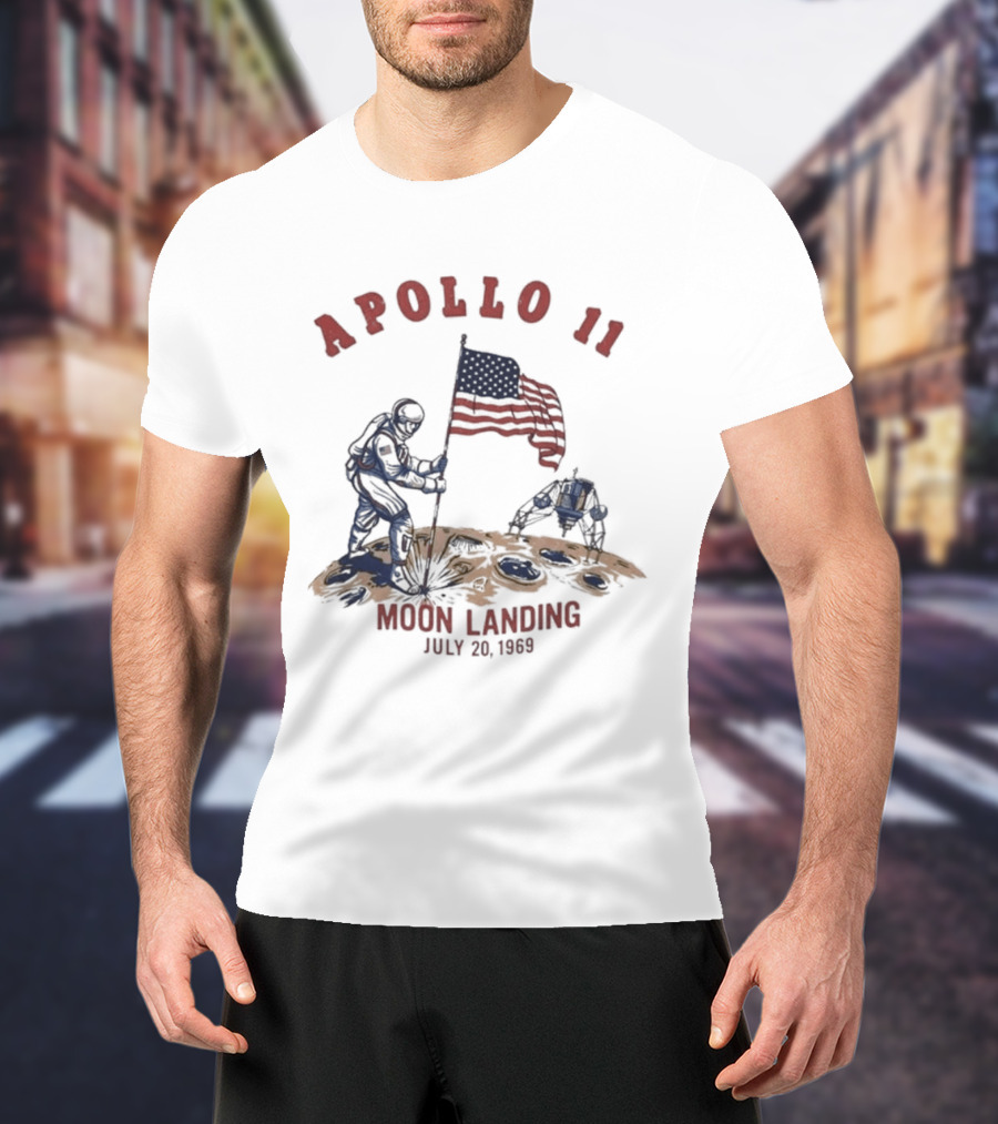 Apollo 11 Moon Landing Astronaut Flag July 20 1969 T-Shirt
