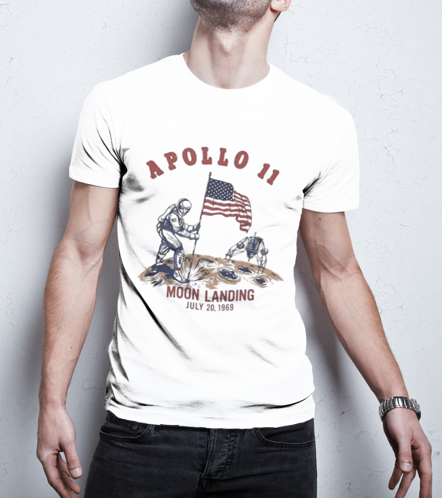 Apollo 11 Moon Landing Astronaut Flag July 20 1969 T-Shirt