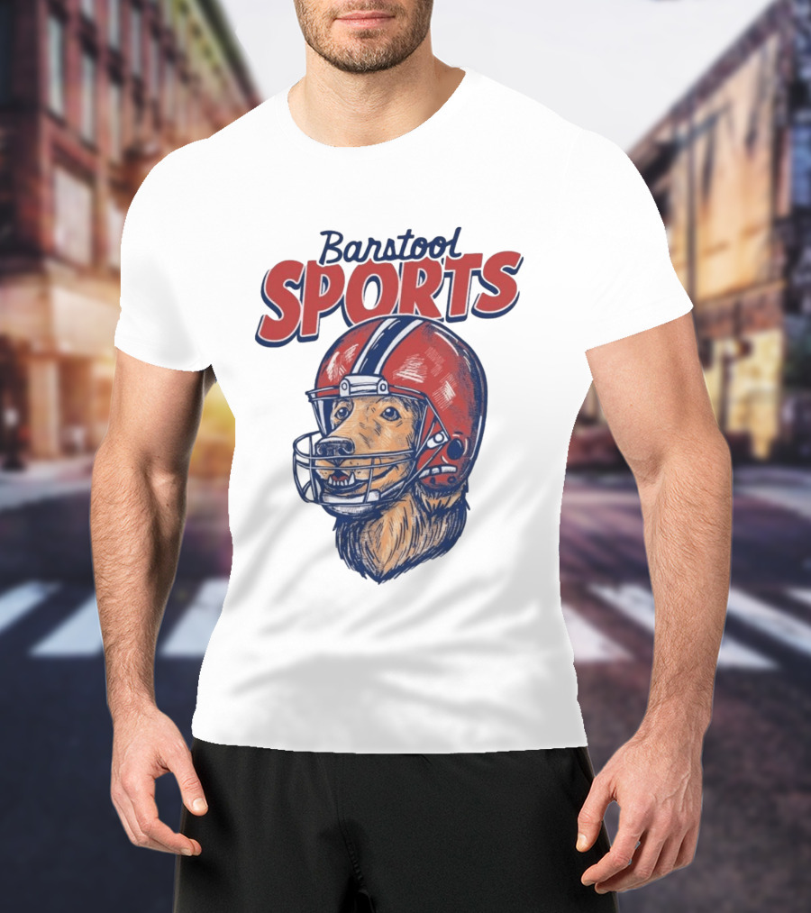Barstool Sports Helmet Dog Red Football Fan T-Shirt