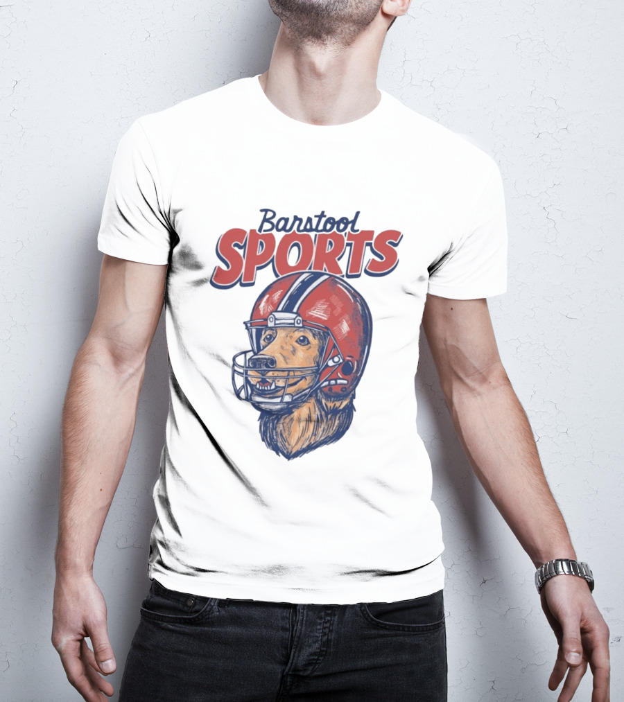 Barstool Sports Helmet Dog Red Football Fan T-Shirt