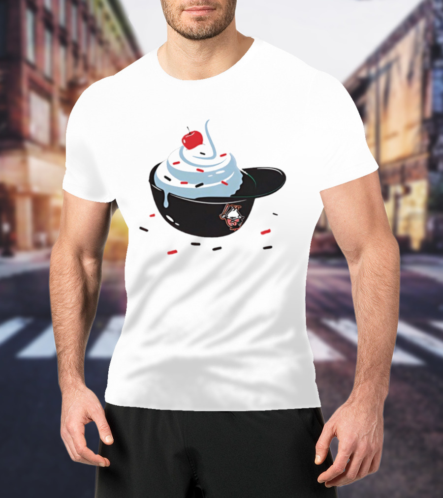 Baseballism Ice Cream Helmet Sundae With Cherry Baseball T-Shirt