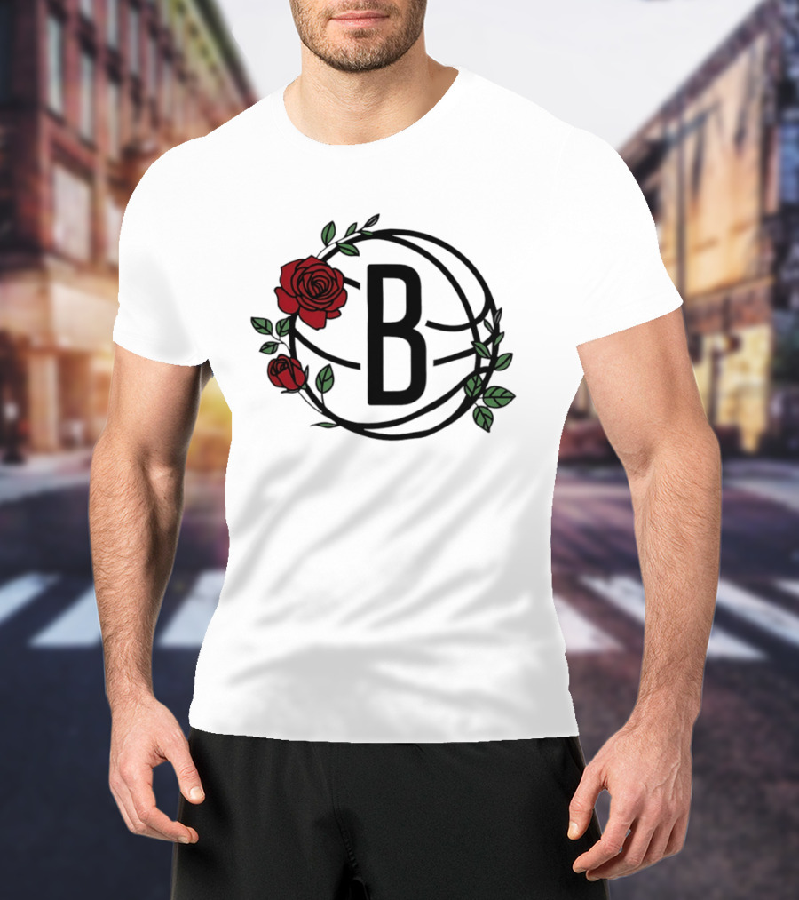 Brooklyn Nets Floral Basketball Rose B T-Shirt