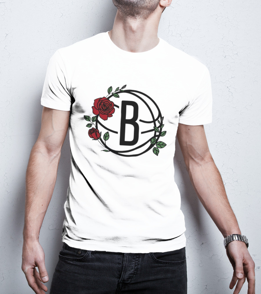 Brooklyn Nets Floral Basketball Rose B T-Shirt