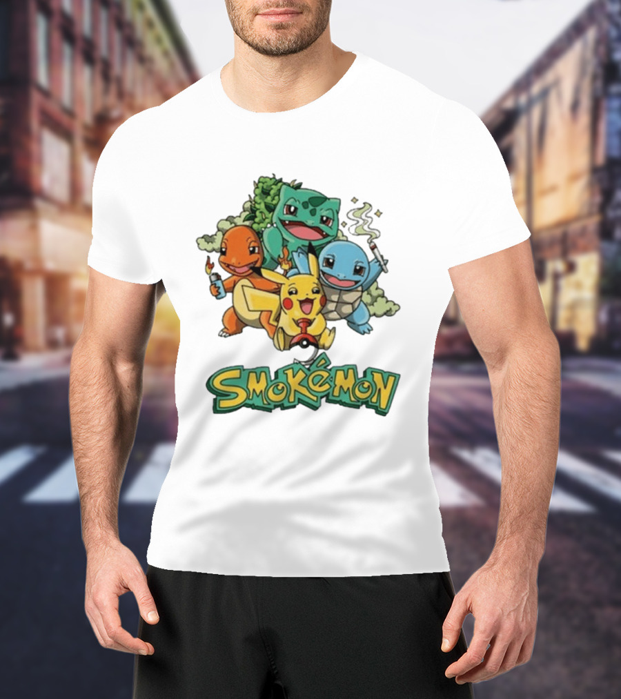 Smokemon Pikachu Charmander Squirtle Bulbasaur Fun T-Shirt