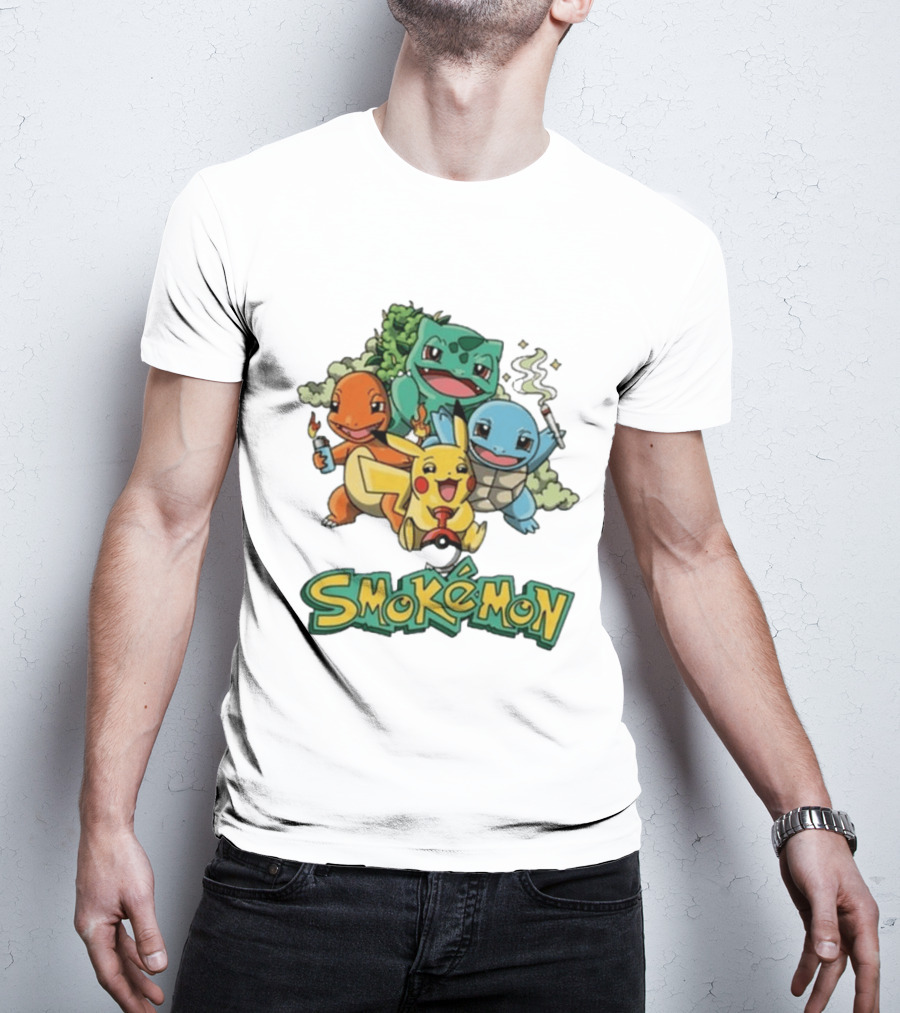 Smokemon Pikachu Charmander Squirtle Bulbasaur Fun T-Shirt