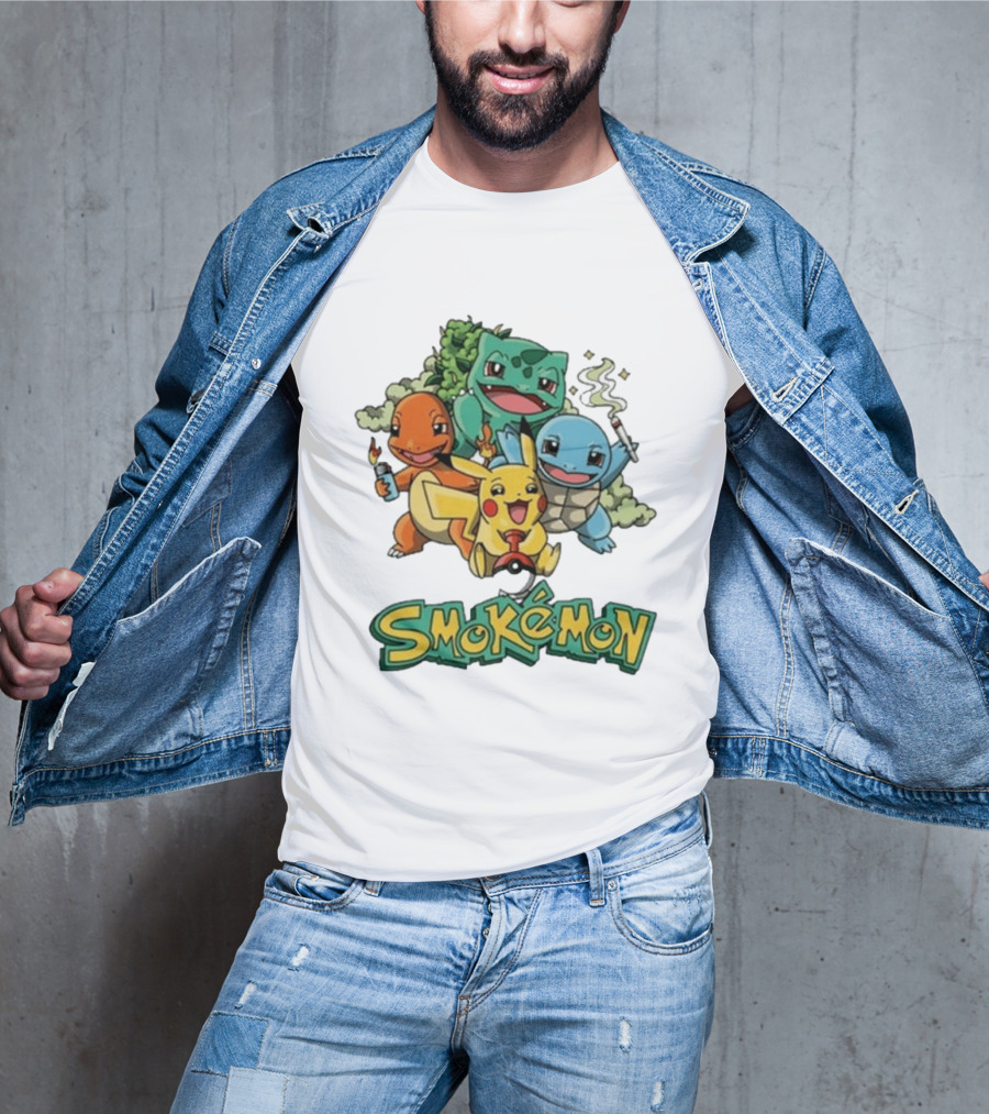 Smokemon Pikachu Charmander Squirtle Bulbasaur Fun T-Shirt