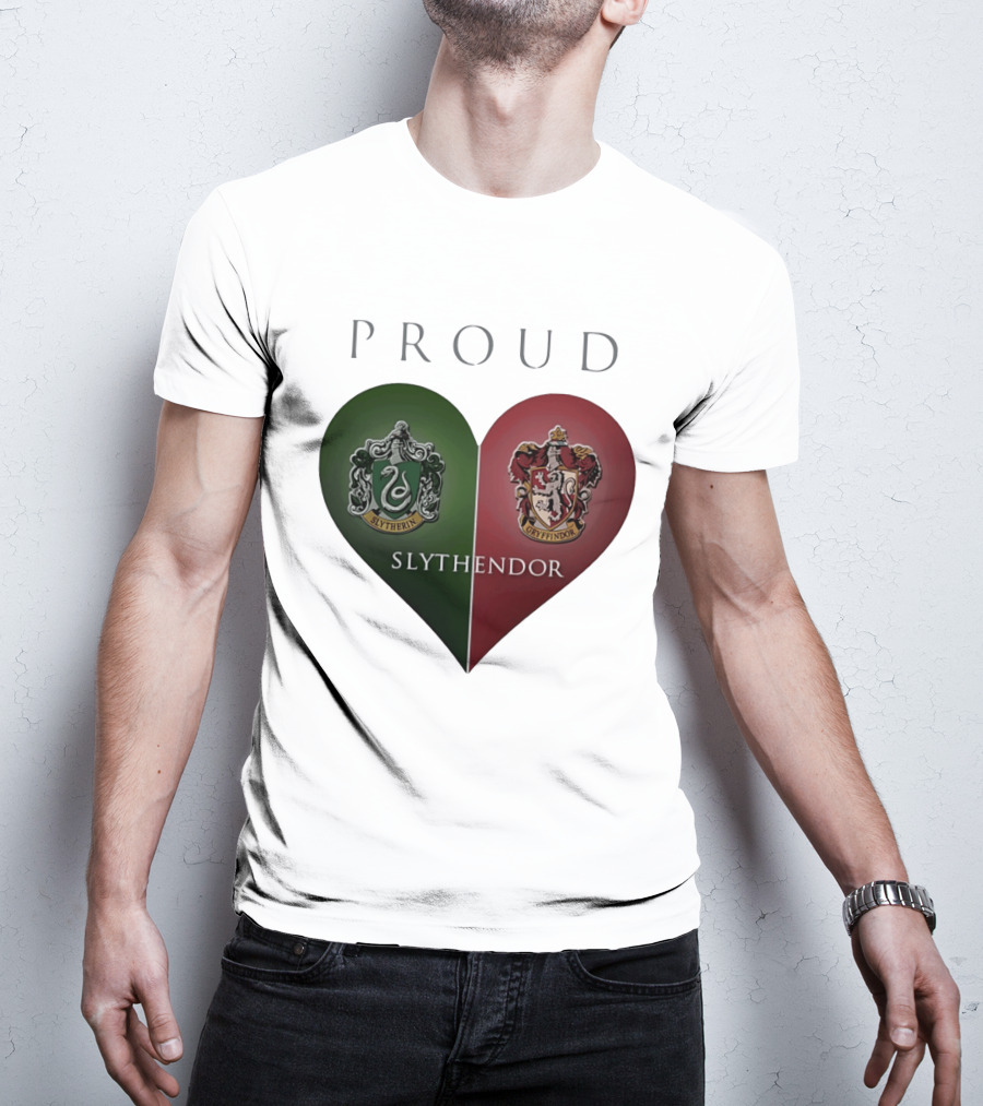 Proud Slythendor Heart Slytherin Gryffindor Crest Combination T-Shirt