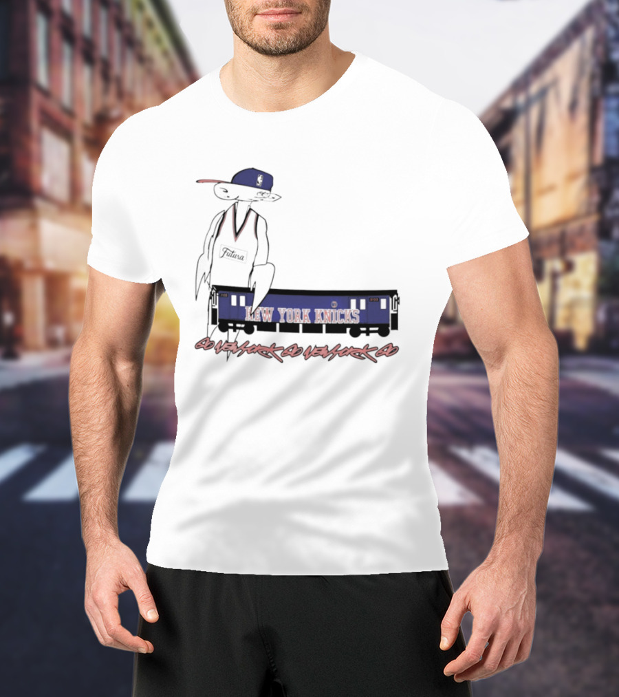 Futura New York Knicks Go New York Go Subway Train Basketball T-Shirt