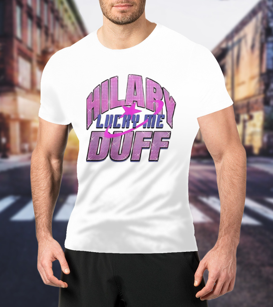 Hilary Duff Lucky Me Pink Glitter Star Planet Pop Singer T-Shirt