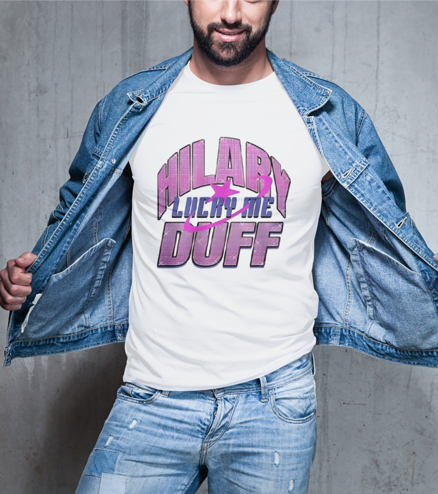 Hilary Duff Lucky Me Pink Glitter Star Planet Pop Singer T-Shirt
