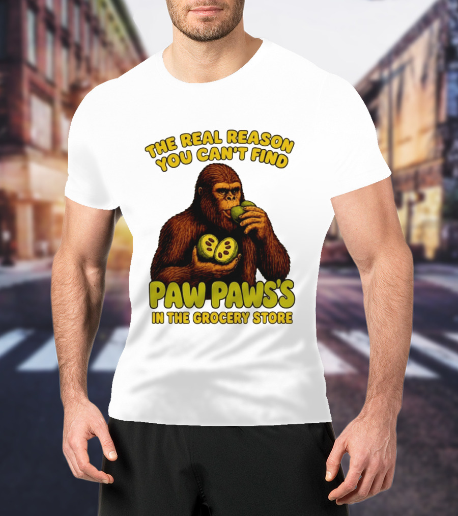 Pawpaw Fruit Mystery Sasquatch Eating Pawpaws In Grocery Store T-Shirt
