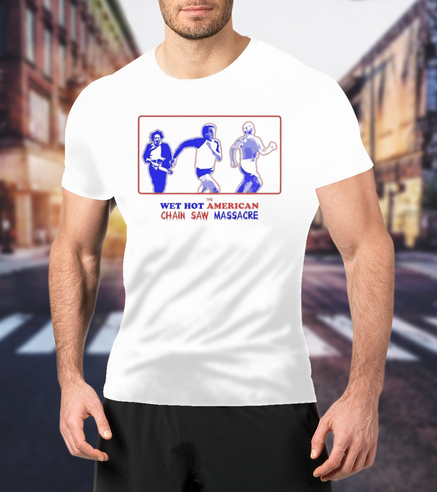 Wet Hot American Chain Saw Massacre Silhouettes Dance Comedy Horror Mashup T-Shirt