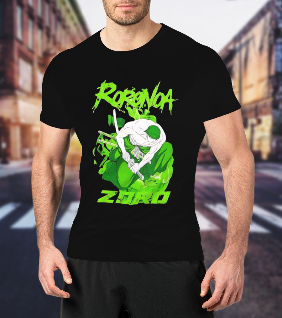 Roronoa Zoro Sword Fighter Anime Drawing T-Shirt