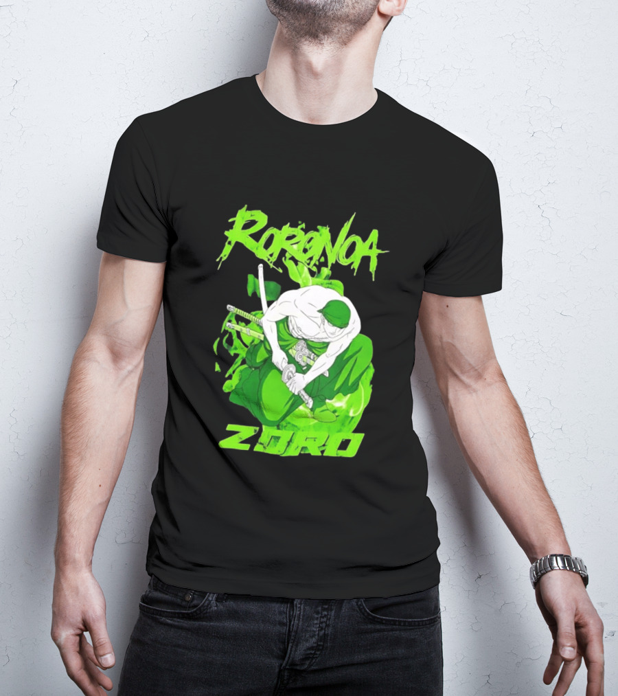 Roronoa Zoro Sword Fighter Anime Drawing T-Shirt