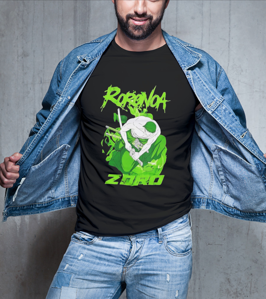 Roronoa Zoro Sword Fighter Anime Drawing T-Shirt