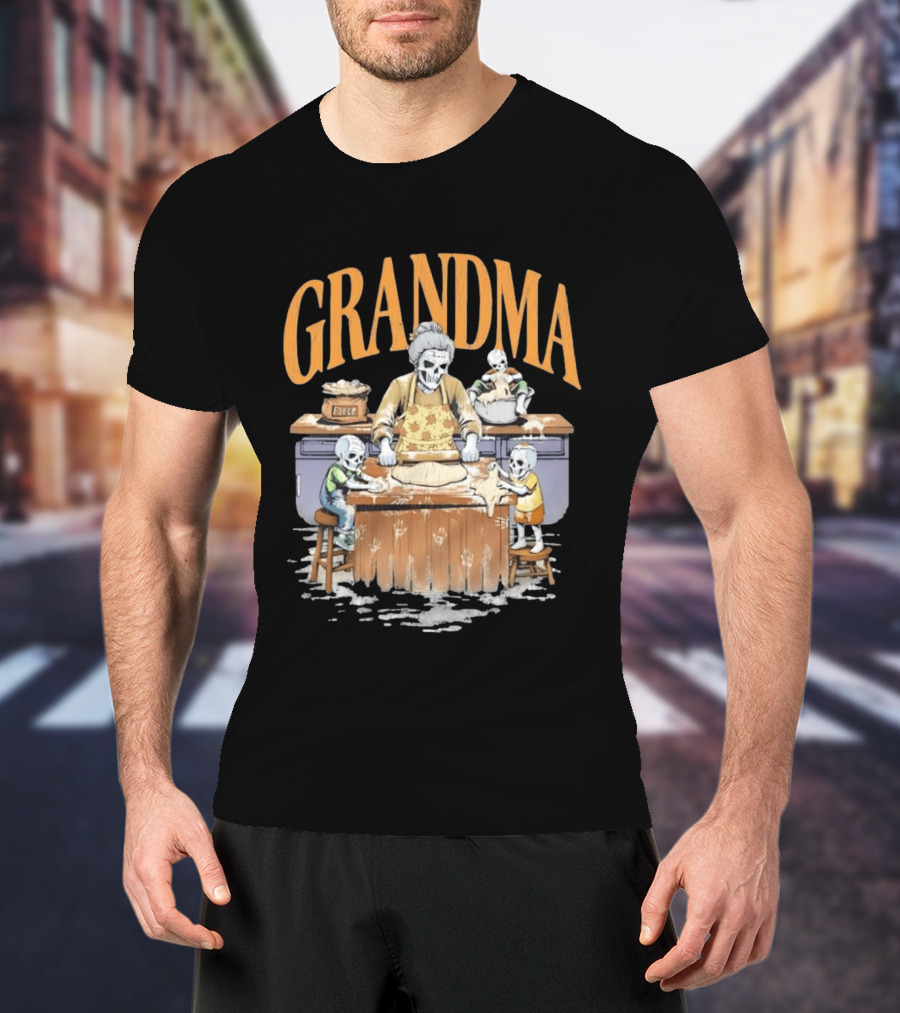 Grandma Baking Fun Skeleton Kitchen Flour Playtime T-Shirt
