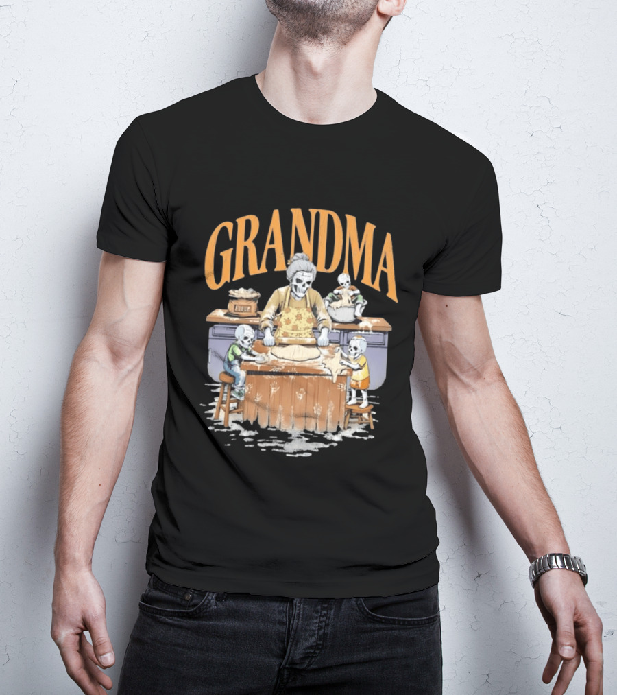 Grandma Baking Fun Skeleton Kitchen Flour Playtime T-Shirt