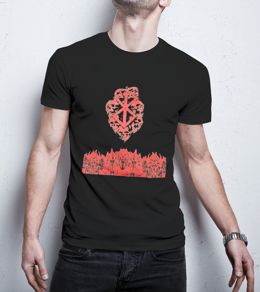 Berserk Sacrifice Skulls Skeletons Symbolic Red T-Shirt