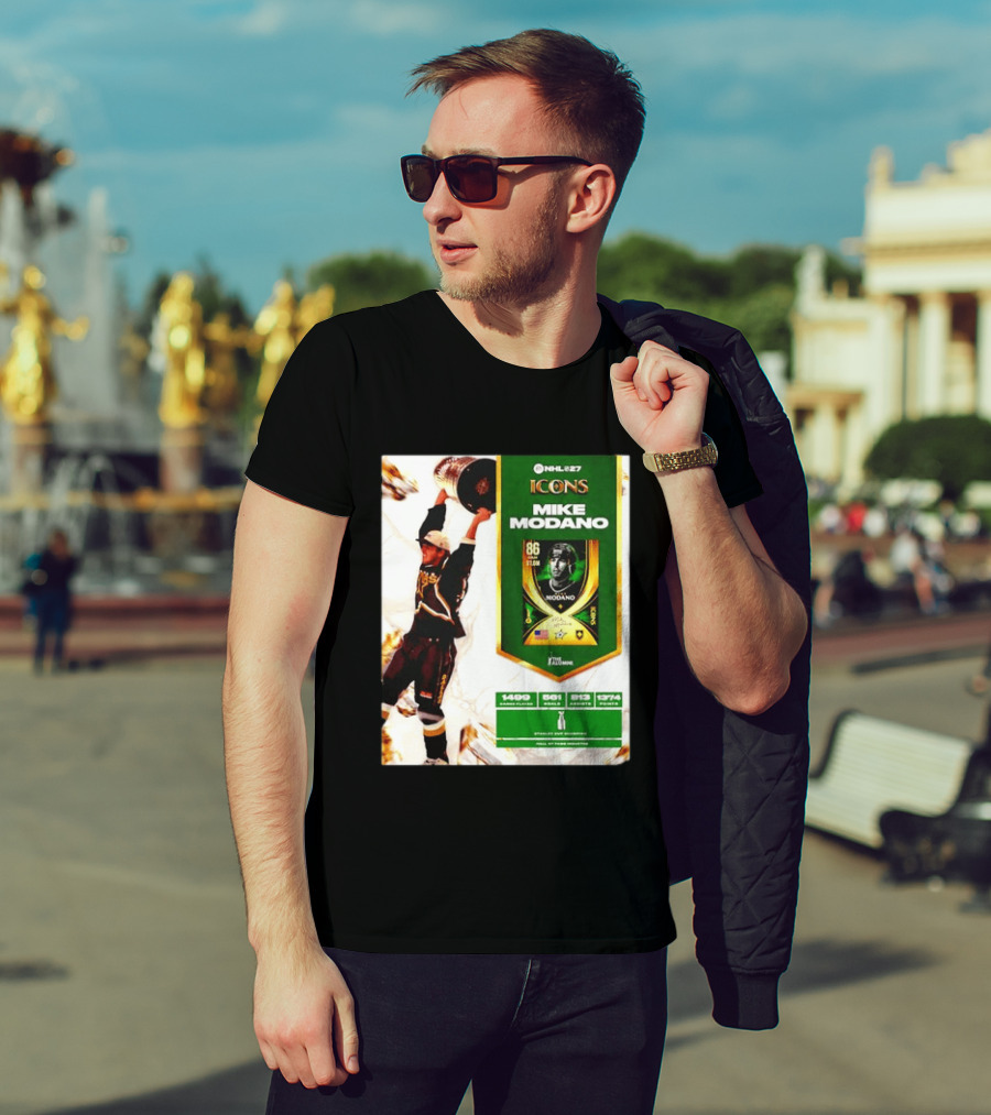 NHL 27 Icons Mike Modano Dallas Stars Player Stats And Achievements T-Shirt