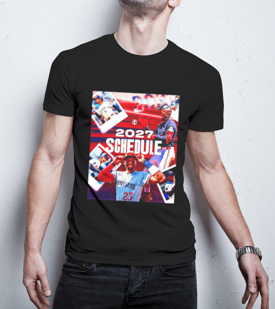 Minnesota Twins 2027 Schedule Collage With Players And Photos T-Shirt