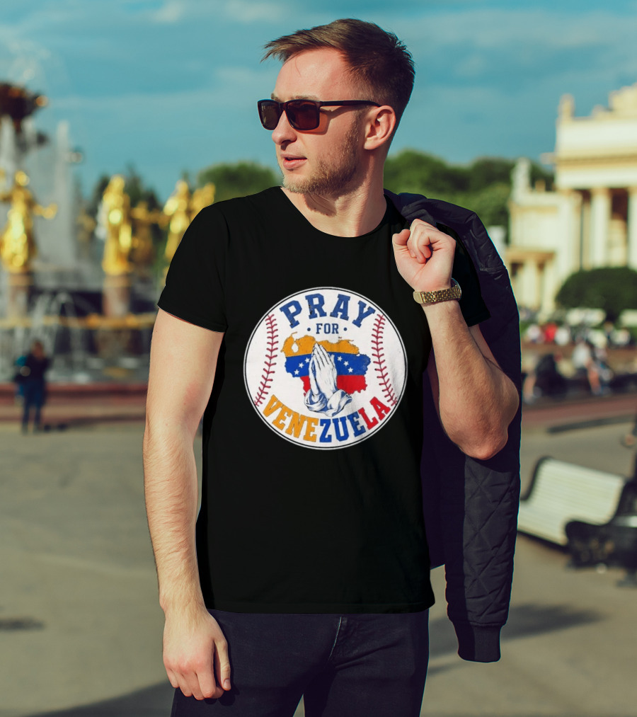 Pray For Venezuela Baseball Map Hands T-Shirt