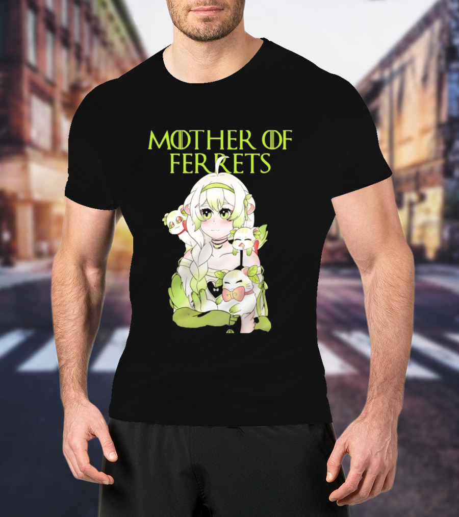 Mother Of Ferrets Anime Girl Ferret Lover Cute Kawaii T-Shirt