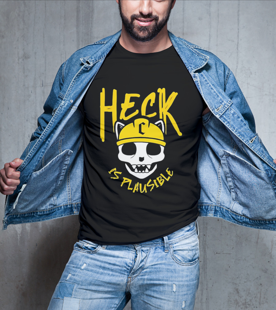 Heck Is Plausible Cat Skull Construction Helmet T-Shirt
