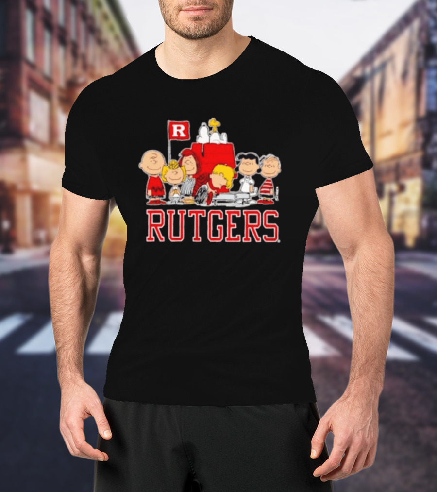 Peanuts Characters Rutgers Scarlet Knights Snoopy Woodstock Lucy Charlie Brown T-Shirt