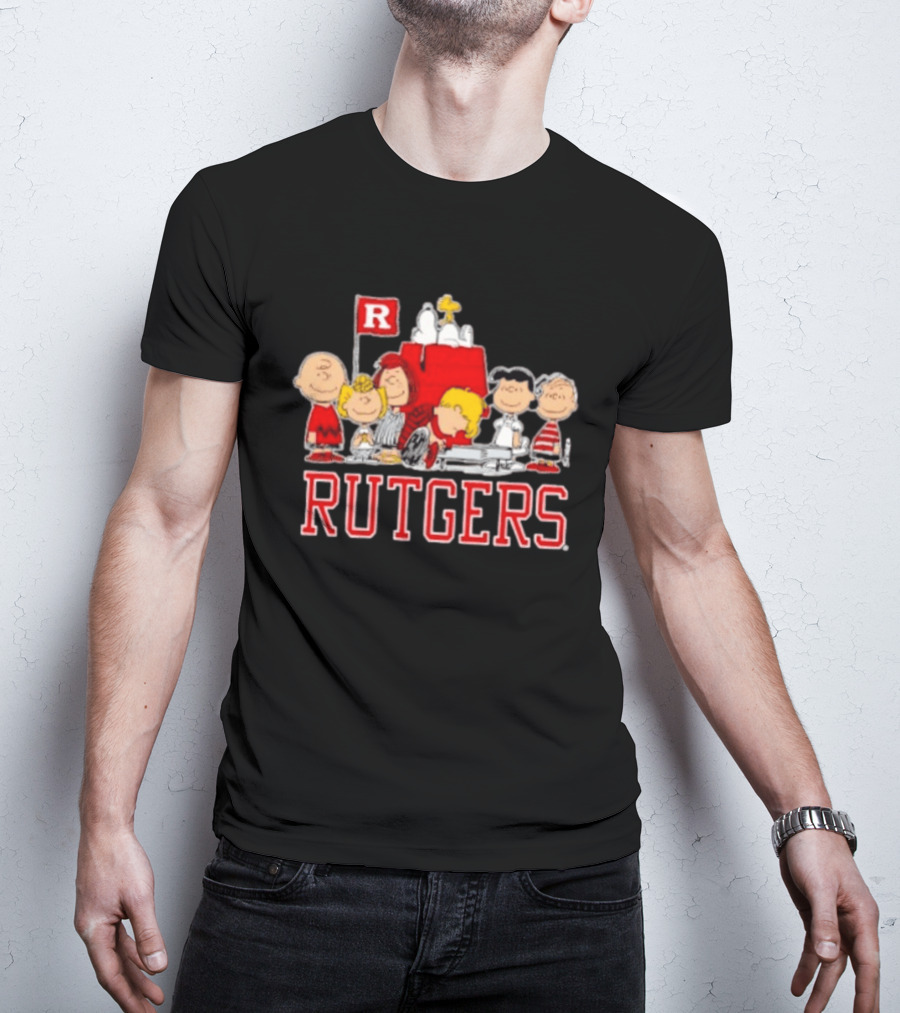 Peanuts Characters Rutgers Scarlet Knights Snoopy Woodstock Lucy Charlie Brown T-Shirt