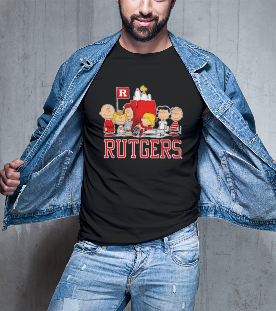 Peanuts Characters Rutgers Scarlet Knights Snoopy Woodstock Lucy Charlie Brown T-Shirt