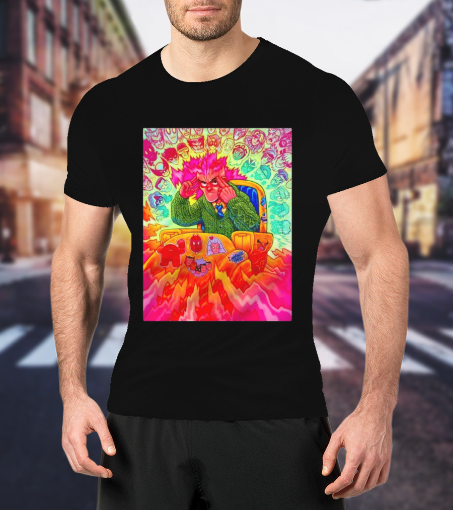 Professor X Dazzler World Tour X Men Collage Psychedelic Comic Art Marvel Characters T-Shirt