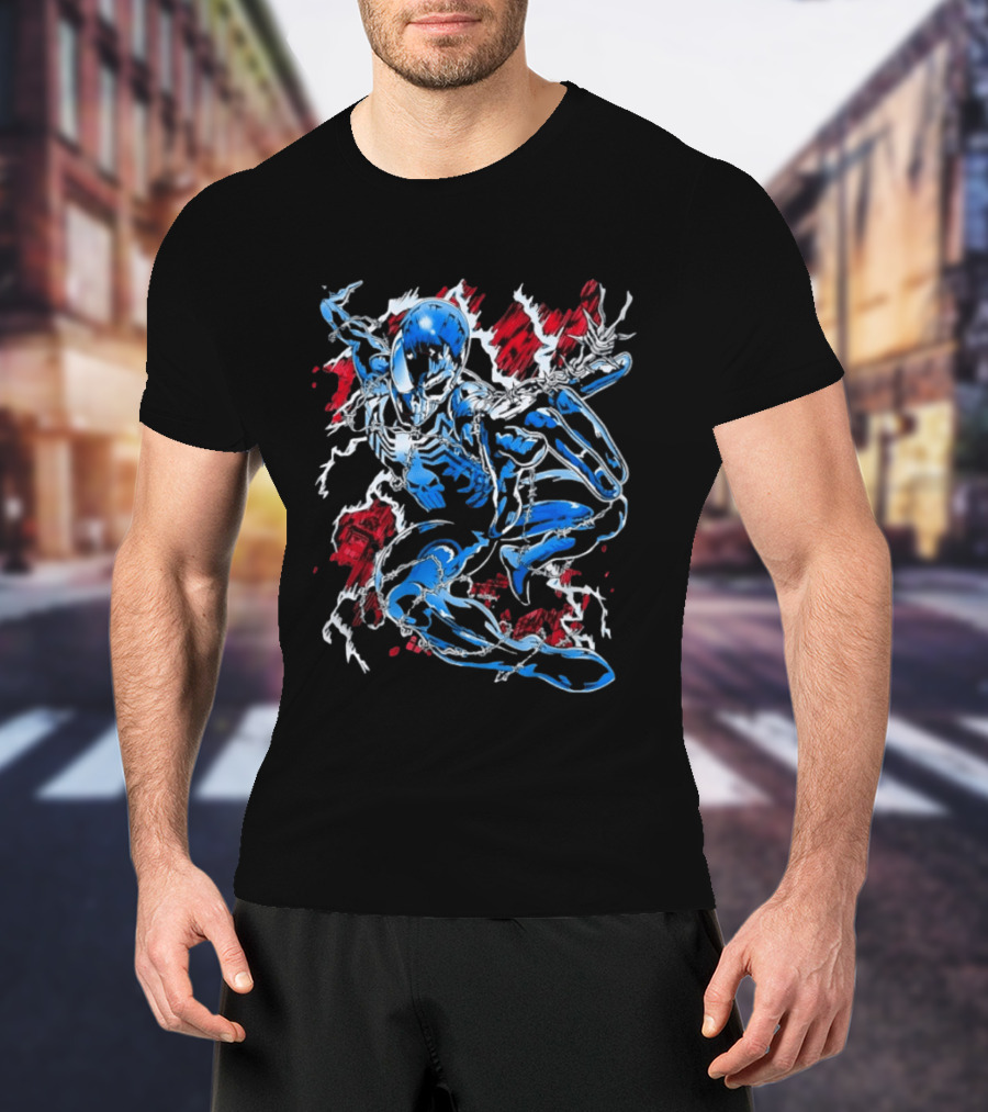 Punisher Spider Man Mashup Marvel Comics Blue Venom Transformation T-Shirt
