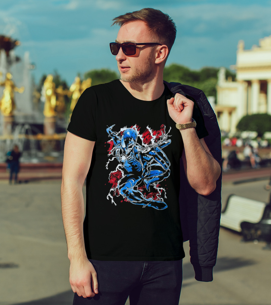 Punisher Spider Man Mashup Marvel Comics Blue Venom Transformation T-Shirt