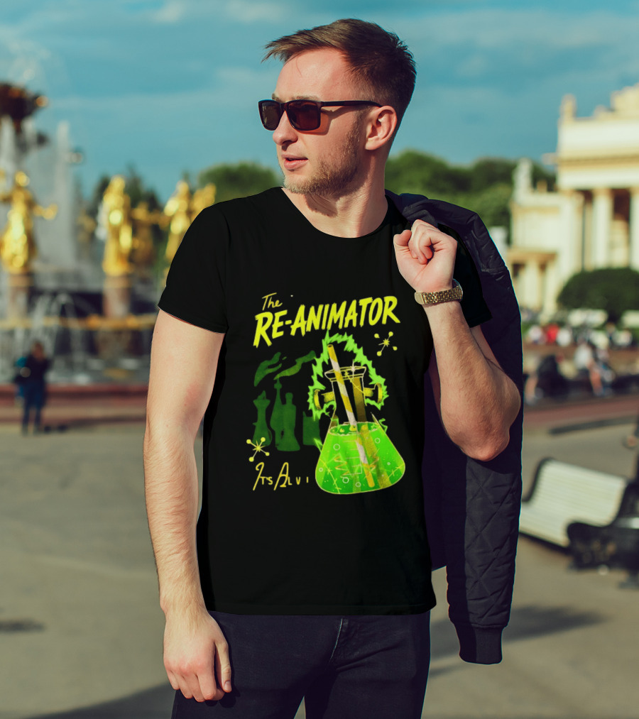 The Re Animator It's Alive Green Lab Flask Horror Film T-Shirt